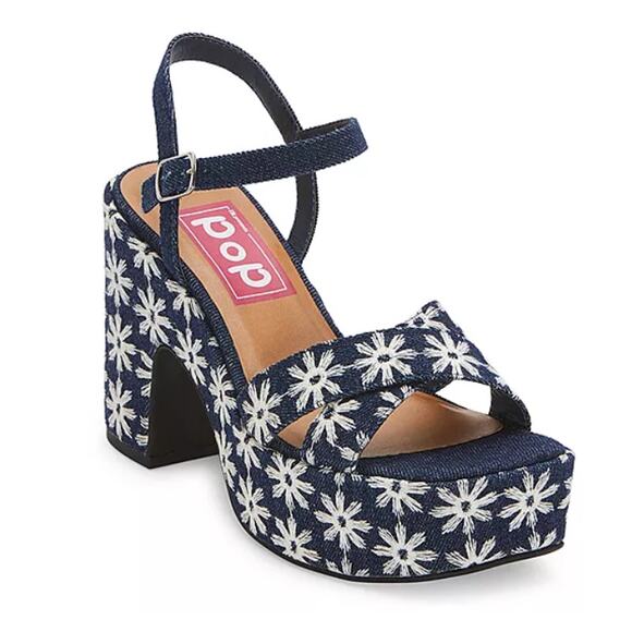 Pop Womens Grandiose Heeled Sandals Blue White Size 9M - Picture 12 of 12